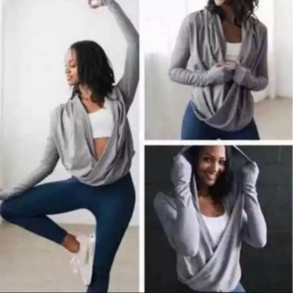 ZYIA ACTIVE yoga shawl haze heather grey top - SMALL - Picture 1 of 7